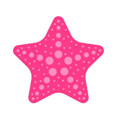 Beyaz arka planda izole edilmiş pembe bir denizyıldızının renkli çizimi. Su altında vahşi yaşam.