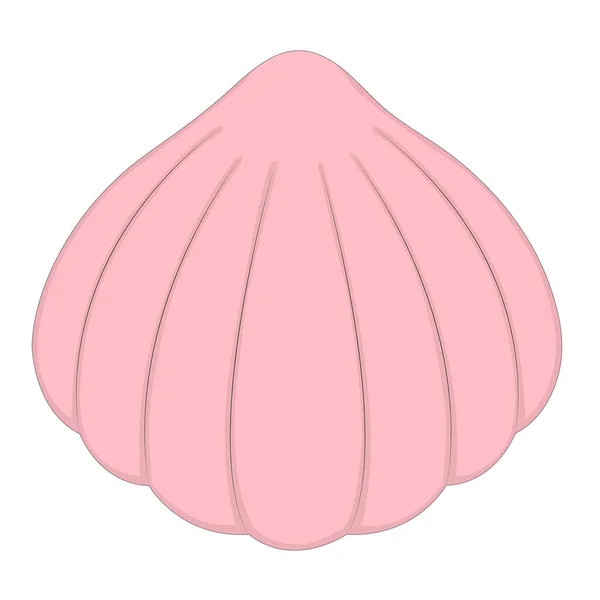 Illustration Couleur Une Coquille Rose Marine Isolée Sur Fond Blanc — Image vectorielle