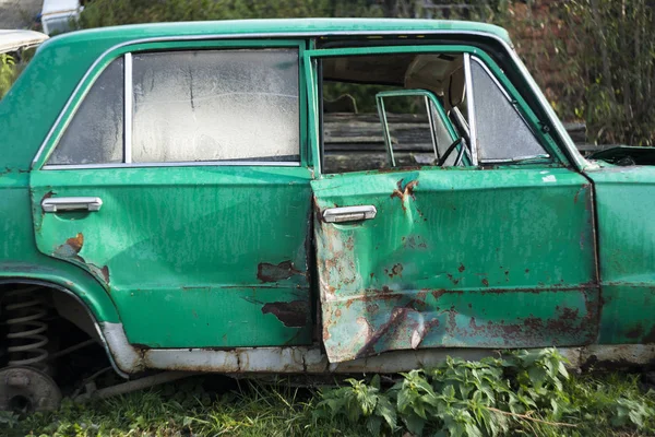 Coche Barato Después Accidente Puerta Del Coche — Foto de Stock