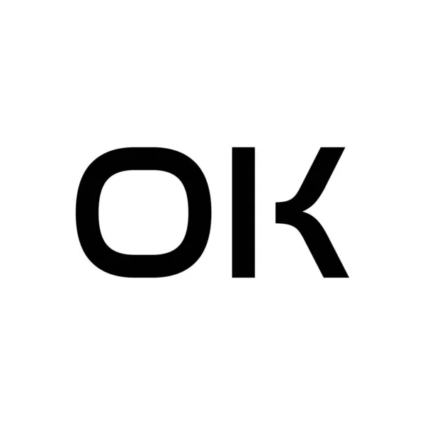 初始简单字母Ok标志设计矢量模板 最小许可信标设计 — 图库矢量图片