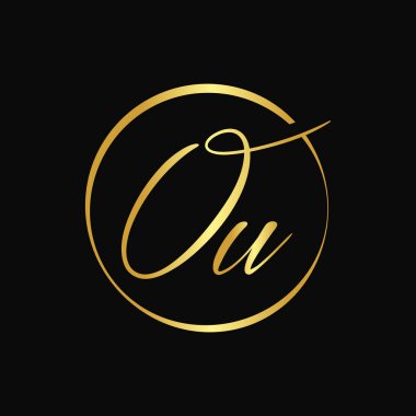 İlk Harf OU Logo Tasarım Vektör Şablonu. Soyut Harf Minimum Tipografi Logosu Tasarımı