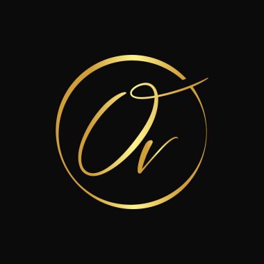 İlk Harf OV Logo Tasarım Vektör Şablonu. Soyut Harf Minimum Tipografi Logosu Tasarımı