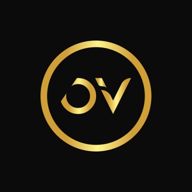 İlk Harf OV Logo Tasarım Vektör Şablonu. Soyut Harf Minimum Tipografi Logosu Tasarımı
