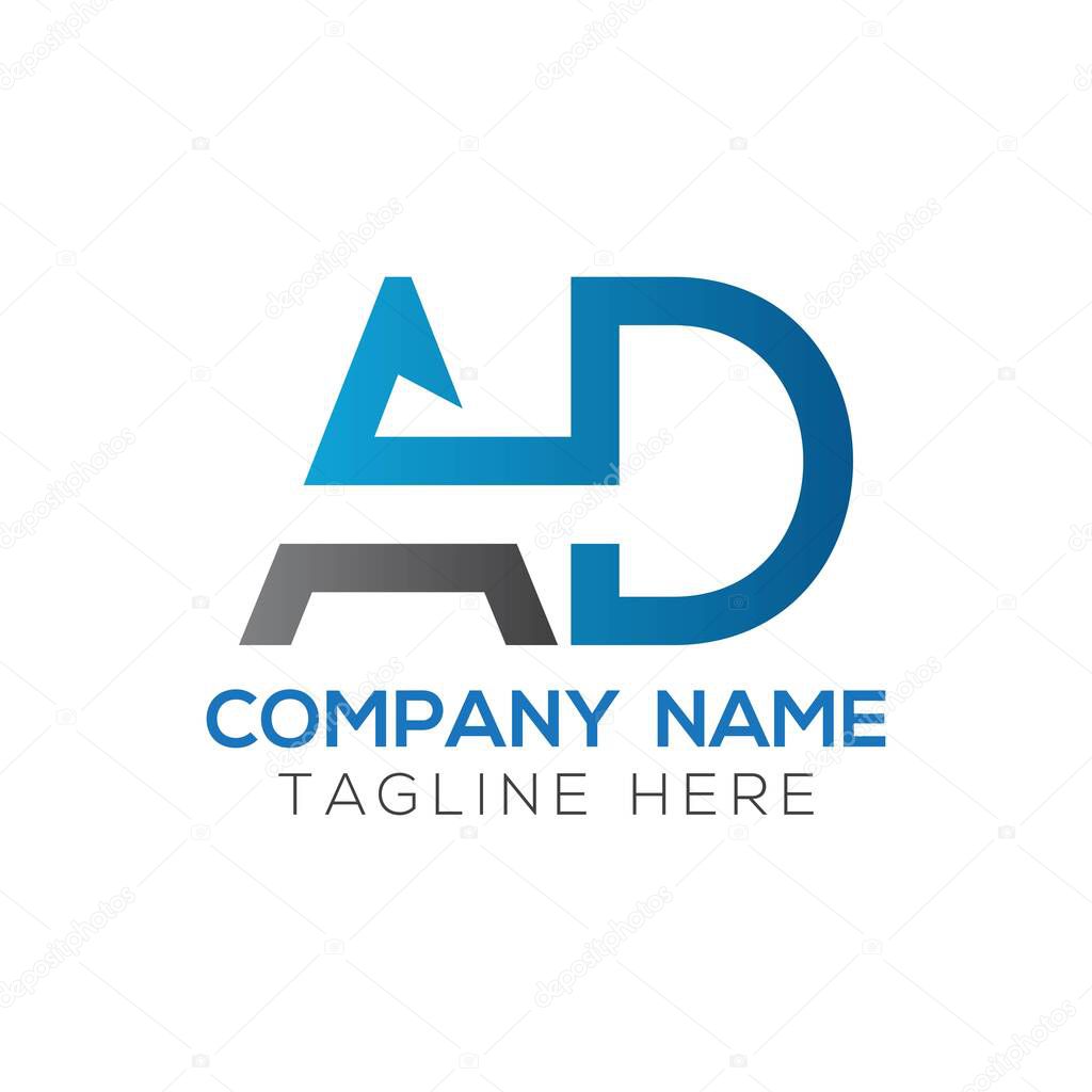 Initial AD Letter Logo Design Modern Business Typography Vector Template. Creative Linked Letter AD Logo Design