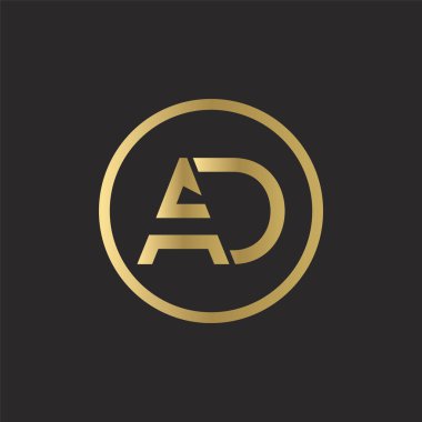AD Logo Tasarım İş Tipografi Vektör Şablonu. Yaratıcı Bağlı Harf AD Logo Şablonu. AD Yazı Tipi Logosu