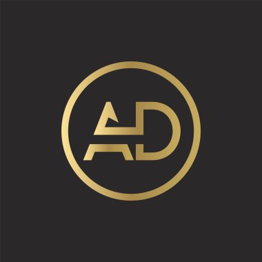 AD Logo Tasarım İş Tipografi Vektör Şablonu. Yaratıcı Bağlı Harf AD Logo Şablonu. AD Yazı Tipi Logosu