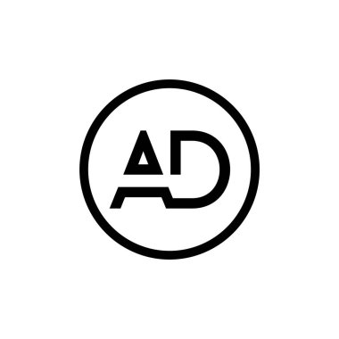AD Logo Tasarım İş Tipografi Vektör Şablonu. Yaratıcı Bağlı Harf AD Logo Şablonu. AD Yazı Tipi Logosu