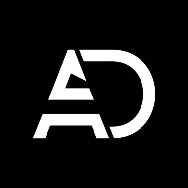 AD Logo Tasarım İş Tipografi Vektör Şablonu. Yaratıcı Bağlı Harf AD Logo Şablonu. AD Yazı Tipi Logosu