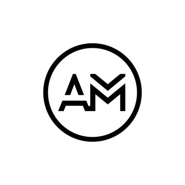 AM Logo Tasarım İş Tipografi Vektör Şablonu. Yaratıcı Bağlı Harf AM Logo Şablonu. AM Yazı Tipi Logosu