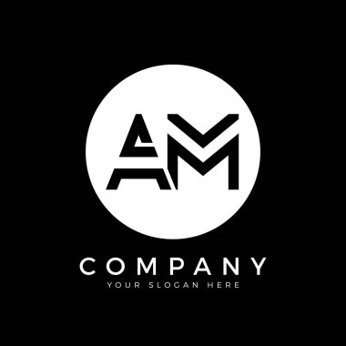 AM Logo Tasarım İş Tipografi Vektör Şablonu. Yaratıcı Bağlı Harf AM Logo Şablonu. AM Yazı Tipi Logosu