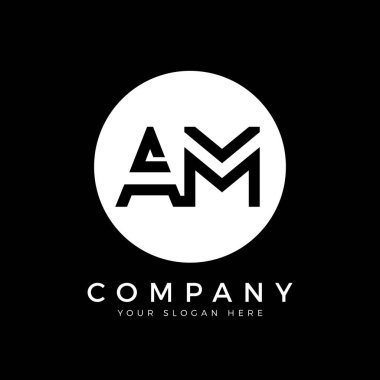 AM Logo Tasarım İş Tipografi Vektör Şablonu. Yaratıcı Bağlı Harf AM Logo Şablonu. AM Yazı Tipi Logosu