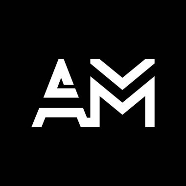 AM Logo Tasarım İş Tipografi Vektör Şablonu. Yaratıcı Bağlı Harf AM Logo Şablonu. AM Yazı Tipi Logosu