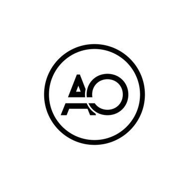 AO Logo Tasarım İş Tipografi Vektör Şablonu. Yaratıcı Bağlı Harf AO Şablonu. AO Yazı Tipi Logosu