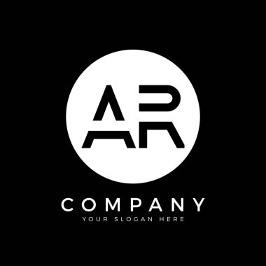 AR Logo Tasarım İş Tipografi Vektör Şablonu. Yaratıcı Bağlı Harf AR Logo Şablonu. AR Yazı Tipi Logosu