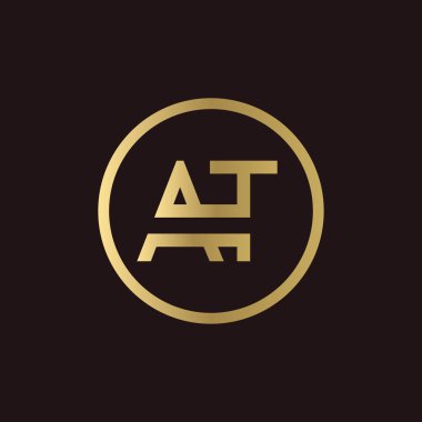 AT Logo Tasarım İş Tipografi Vektör Şablonu. Yaratıcı Bağlı Harf AT Logo Şablonu. AT Yazı Tipi Logosu