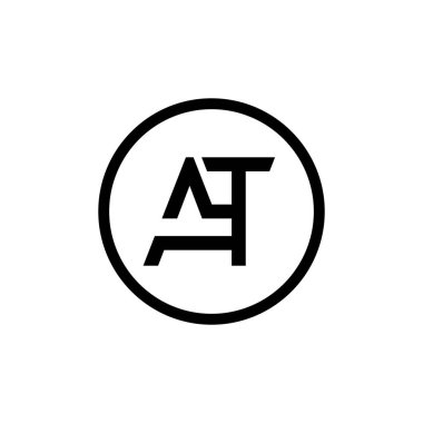 AT Logo Tasarım İş Tipografi Vektör Şablonu. Yaratıcı Bağlı Harf AT Logo Şablonu. AT Yazı Tipi Logosu
