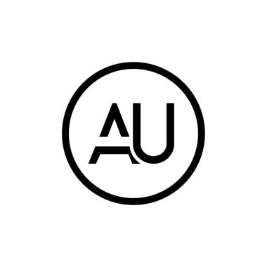 AU Logo Tasarım İşletme Tipografi Vektör Şablonu. Yaratıcı Bağlı Harf AU Logo Şablonu. AU Yazı Tipi Logosu