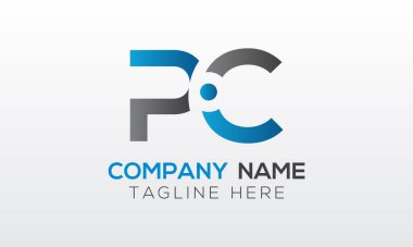 Yaratıcı modern iş tipografi vektör şablonlu ilk PC Harf Logosu. Yaratıcı Harf PC Logo Vektörü.