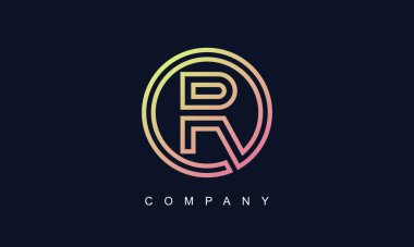 Creative Circle Monogram Business Typography Vector Şablonu 'na sahip ilk R harfi logosu. Yaratıcı Soyut Harf R Logosu Tasarımı