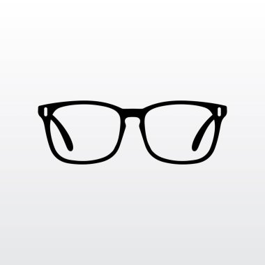 Okuma ya da resmi işler için gözlük ikonu vektör çizimi. Siyah gözlük silueti beyaz arkaplanda izole edildi.