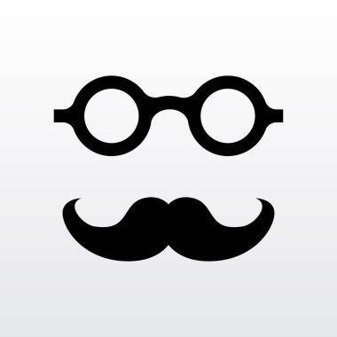 Yaşlı adam bıyıklara ve gözlük ikonu vektör çizimine bakıyor