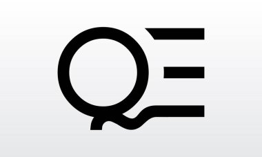 Modern iş tipografi vektör şablonlu ilk harf QE logo tasarımı. Yaratıcı izole QE harf logosu tasarımı