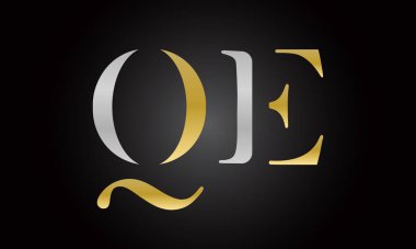 Modern iş tipografi vektör şablonlu ilk harf QE logo tasarımı. Yaratıcı izole QE harf logosu tasarımı