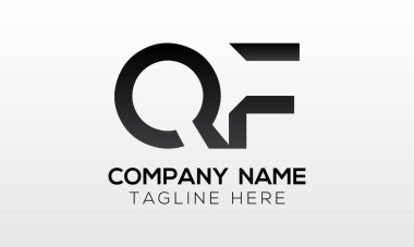 Modern iş tipografi vektör şablonlu ilk harf QF logo tasarımı. Yaratıcı izole edilmiş QF harf logosu tasarımı