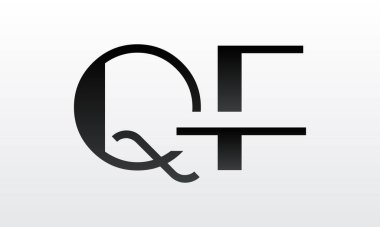 Modern iş tipografi vektör şablonlu ilk harf QF logo tasarımı. Yaratıcı izole edilmiş QF harf logosu tasarımı