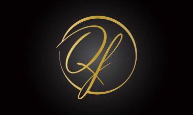 Modern iş tipografi vektör şablonlu ilk harf QF logo tasarımı. Yaratıcı izole edilmiş QF harf logosu tasarımı