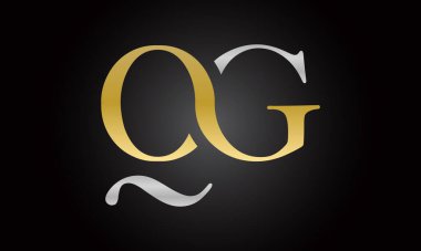 Modern iş tipografi vektör şablonlu ilk harf QG logo tasarımı. Yaratıcı izole QG harf logosu tasarımı