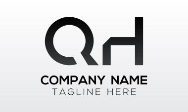 Modern iş tipografi vektör şablonuyla ilk harf QH logo tasarımı. Yaratıcı izole QH harf logosu tasarımı