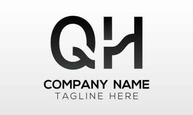Modern iş tipografi vektör şablonuyla ilk harf QH logo tasarımı. Yaratıcı izole QH harf logosu tasarımı
