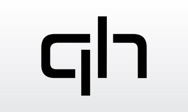 Modern iş tipografi vektör şablonuyla ilk harf QH logo tasarımı. Yaratıcı izole QH harf logosu tasarımı