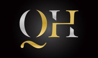 Modern iş tipografi vektör şablonuyla ilk harf QH logo tasarımı. Yaratıcı izole QH harf logosu tasarımı