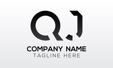 Modern iş tipografi vektör şablonlu ilk harf QJ logo tasarımı. Yaratıcı izole QJ harf logosu tasarımı