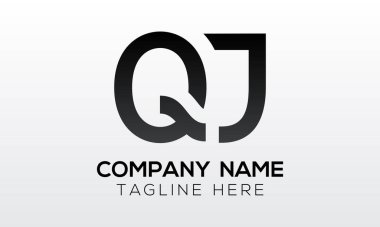 Modern iş tipografi vektör şablonlu ilk harf QJ logo tasarımı. Yaratıcı izole QJ harf logosu tasarımı