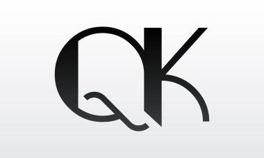 Modern iş tipografi vektör şablonlu ilk harf QK logo tasarımı. Yaratıcı izole QK harf logosu tasarımı