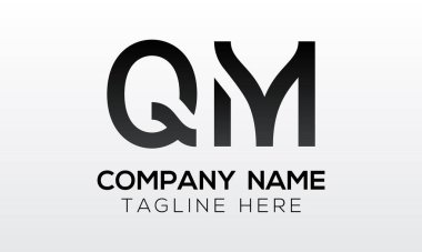 Modern iş tipografi vektör şablonlu ilk harf QM logo tasarımı. Yaratıcı izole QM harf logosu tasarımı