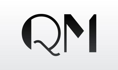 Modern iş tipografi vektör şablonlu ilk harf QM logo tasarımı. Yaratıcı izole QM harf logosu tasarımı