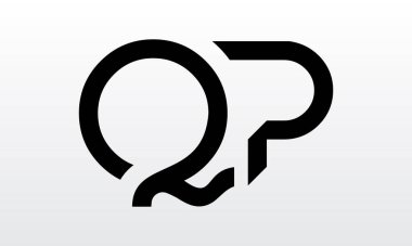 Modern iş tipografi vektör şablonlu ilk harf QP logo tasarımı. Yaratıcı izole QP harf logosu tasarımı