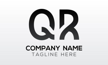 Modern iş tipografi vektör şablonlu ilk harf QR logo tasarımı. Yaratıcı izole edilmiş QR harf logosu tasarımı
