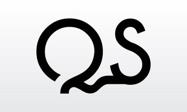 Modern iş tipografi vektör şablonlu ilk harf QS logo tasarımı. Yaratıcı izole QS harf logosu tasarımı