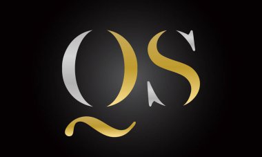 Modern iş tipografi vektör şablonlu ilk harf QS logo tasarımı. Yaratıcı izole QS harf logosu tasarımı