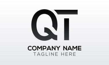 Modern iş tipografi vektör şablonlu ilk harf QT logo tasarımı. Yaratıcı izole QT harf logosu tasarımı
