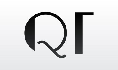 Modern iş tipografi vektör şablonlu ilk harf QT logo tasarımı. Yaratıcı izole QT harf logosu tasarımı