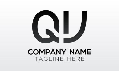 Modern iş tipografi vektör şablonlu ilk harf QU logo tasarımı. Yaratıcı izole QU harf logosu tasarımı