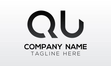 Modern iş tipografi vektör şablonlu ilk harf QU logo tasarımı. Yaratıcı izole QU harf logosu tasarımı