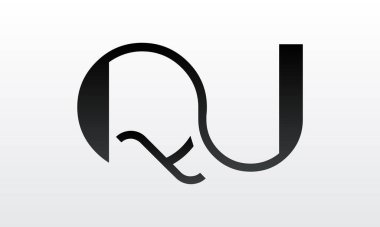 Modern iş tipografi vektör şablonlu ilk harf QU logo tasarımı. Yaratıcı izole QU harf logosu tasarımı