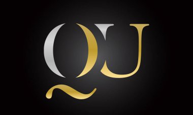 Modern iş tipografi vektör şablonlu ilk harf QU logo tasarımı. Yaratıcı izole QU harf logosu tasarımı